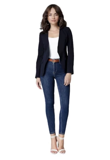 Дамско сако - с джобове - извита кройка в талията