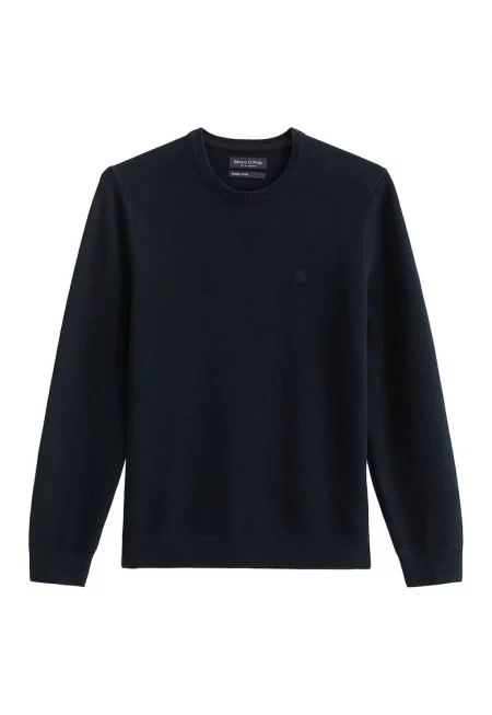 Фино плетен пуловер - Син