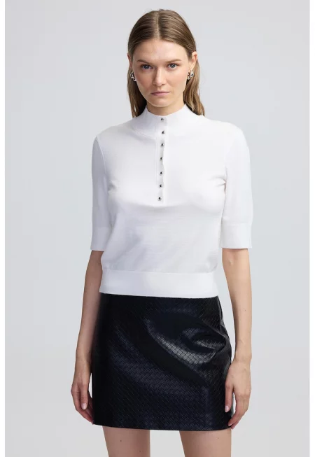 Фино плетена блуза - Бял