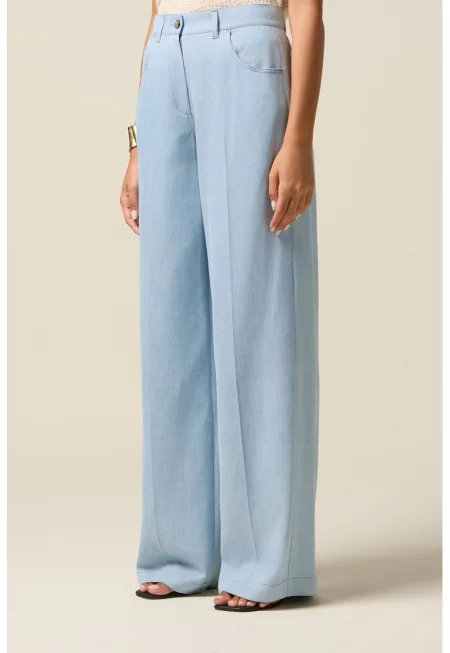 Fiorella Rubino - Разкроен панталон с висока талия - Пастелносин