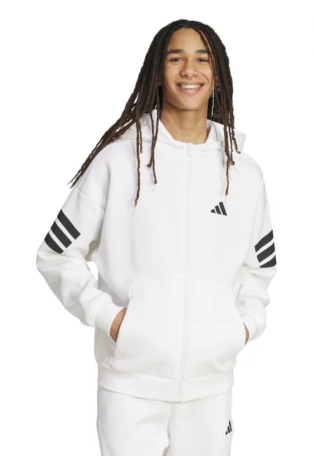 Худи Future Icons с паднали ръкави и цип - Черен/Бял