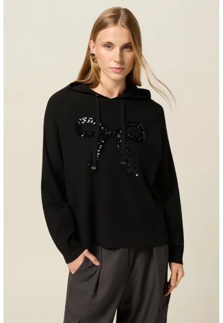 Худи с пайети - Черен