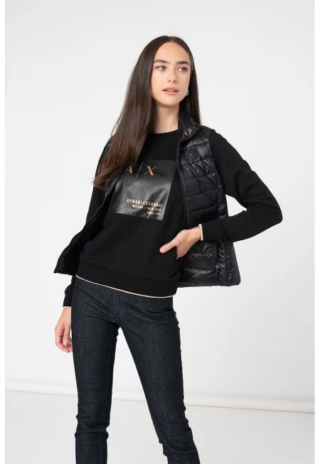 Капитониран елек с цип - Черен