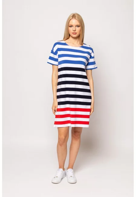 Къса свободна рокля Vuol - Черен/Корал/Бял