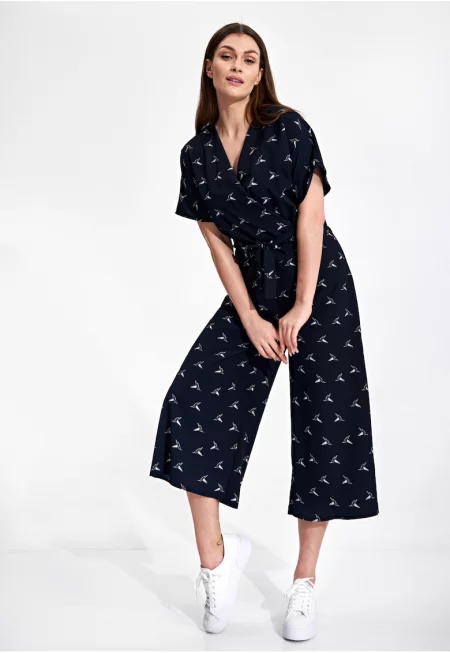 Кимоно гащеризон -  елегантен и удобен - полиестер - тъмносин