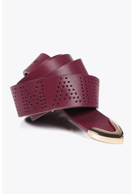 Колан с перфорирано лого - Тъмновиолетов