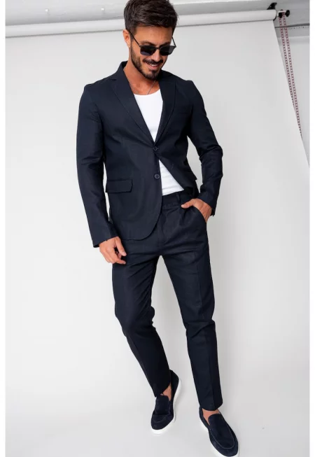 Костюм Ralph с яке и дълъг панталон - тъмносин - нов - 16654 - Тъмносин