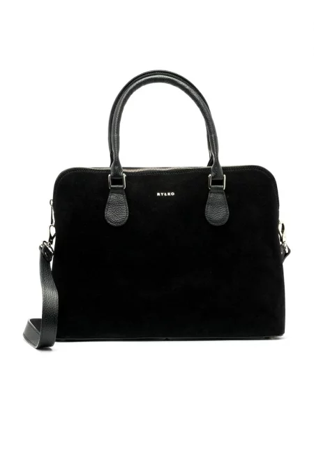 Кожена чанта с релеф - Черен