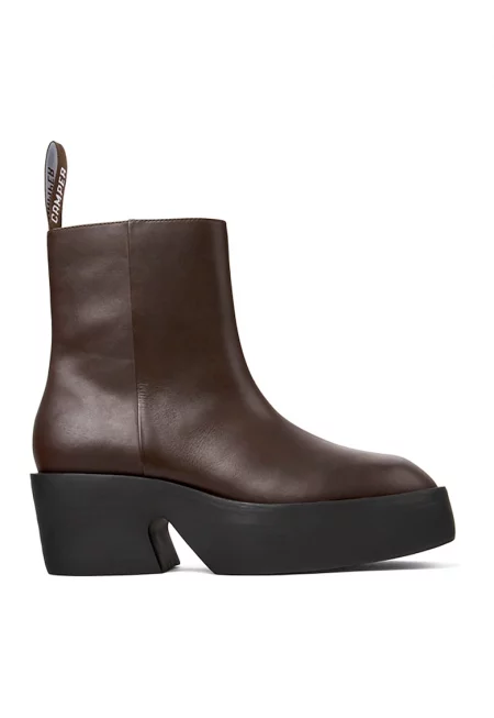 Кожени боти Billie с масивен ток - Тъмнокафяв