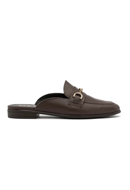 Кожени обувки Mules - Златист/Коняк кафяв