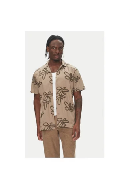 Мъжка риза  30-203705 - памук - 2XL INTL - бежова