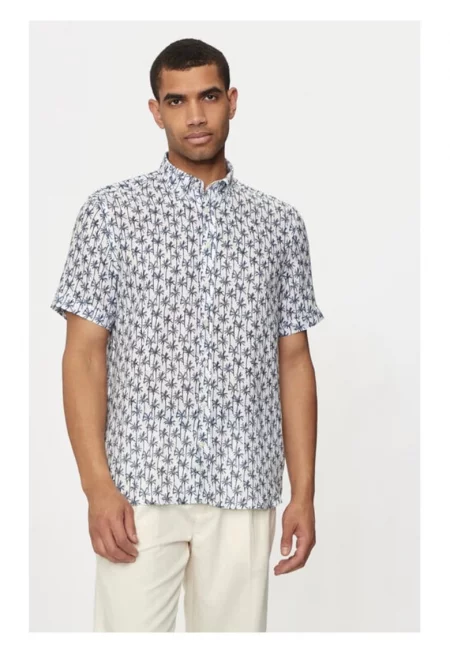 Мъжка риза -  768386 - Синя - Лен