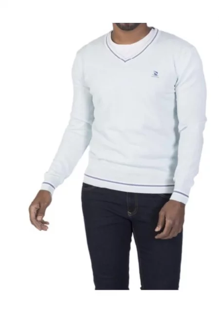 Мъжки пуловер -  Памук - Син - Син