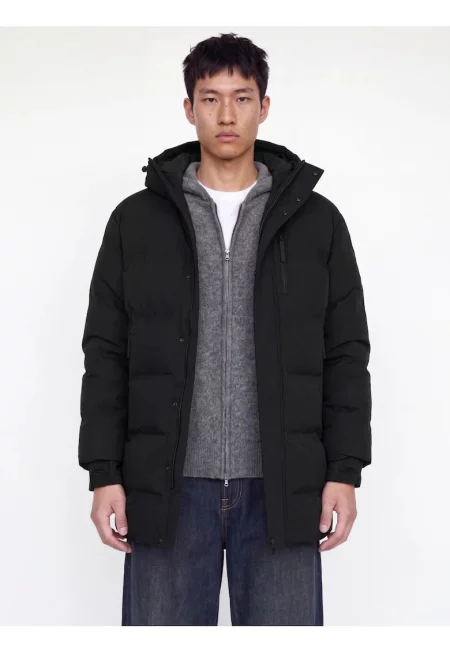 Мъжко дълго яке - PUFFER - с качулка - Regular fit - ALPHA - Черен