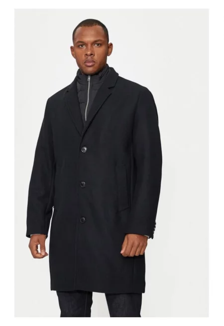 Мъжко палто -  30-303046 - Черно - Полиестер/Вълна