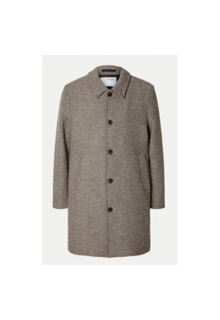 Мъжко палто -  304509803 - Вълна/Рециклиран полиестер - Бежов