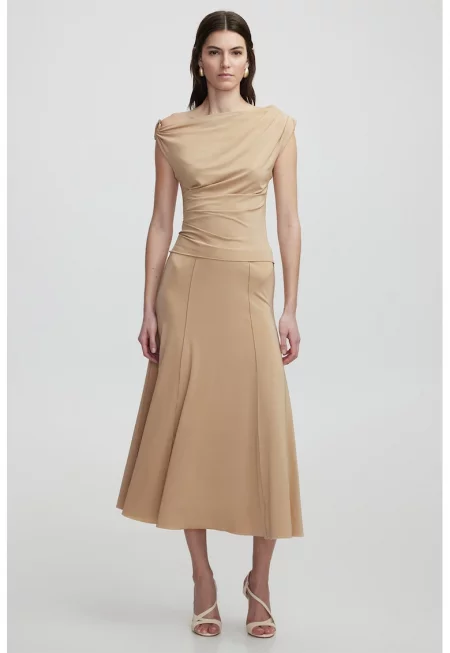Миди пола с разкрояване - Камел