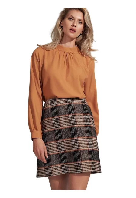 Мини пола  каре - скрит цип - многоцветна - найлон - полиестер - вискоза