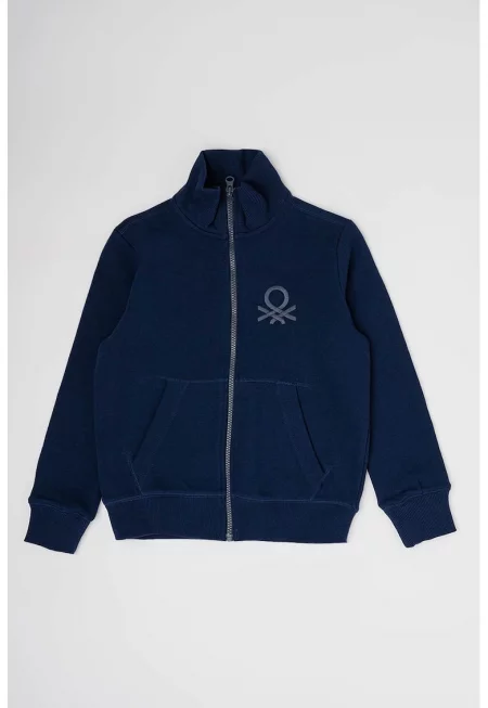 Памучен суитшърт с цип и предни джобове