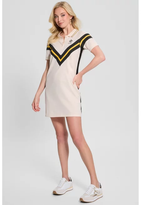 Памучна рокля с лого - Черен/Жълт/Крем