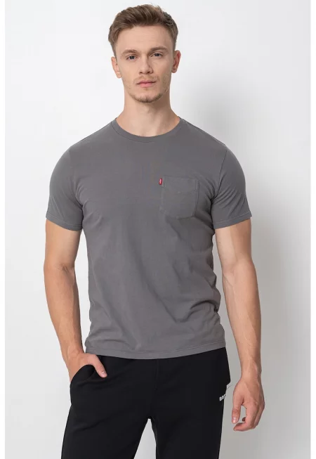 Памучна тениска с джоб на гърдите