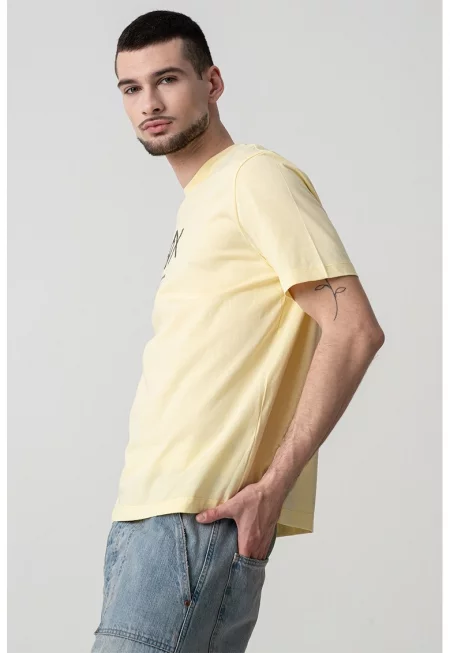 Памучна тениска с лого - Светло жълто