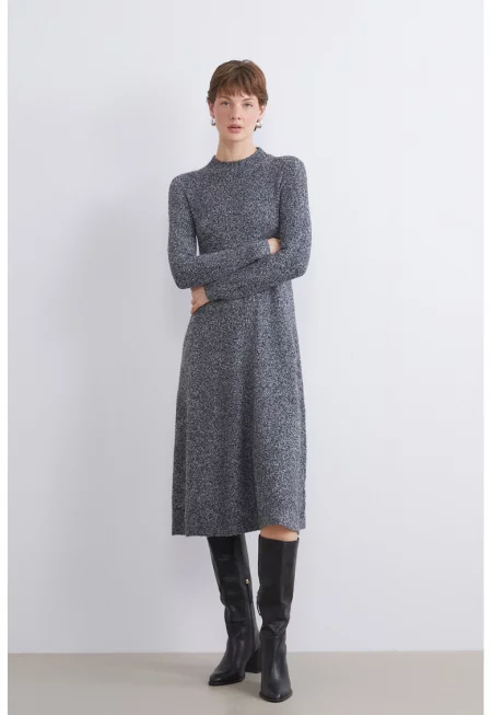 Плетена рокля - Меланж тъмно сиво
