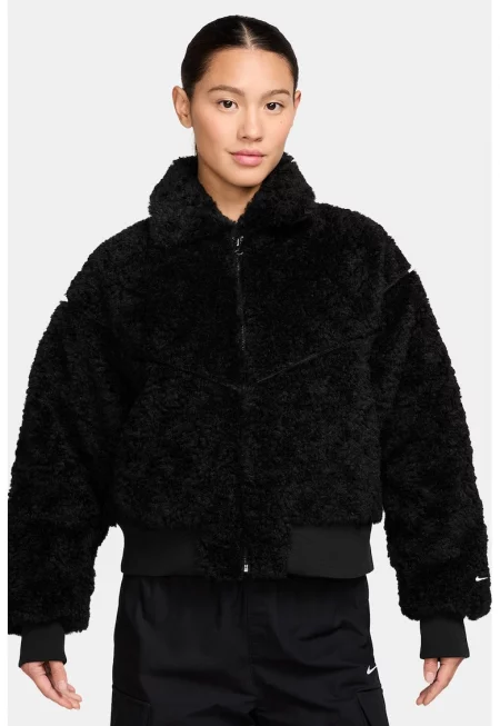 Поларено яке Sportwear с джобове встрани - Черен