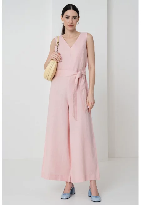 Прав ленен гащеризон с шпиц - Пастелнорозов