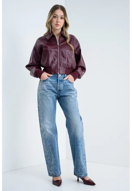 Прави дънки 501® '90s с декоративни камъни - Светлосин меланж/Прозрачен