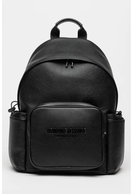 Раница от еко кожа с лого - Черен