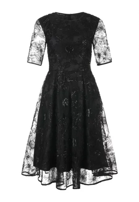 Разкроена миди рокля с пайети