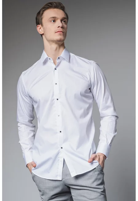 Риза с яка - Бял