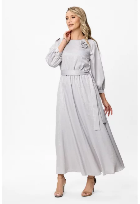 Рокля Chiara с дълги ръкави - Светло сив