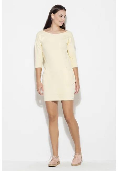 Рокля  K181 - жълта - памук -