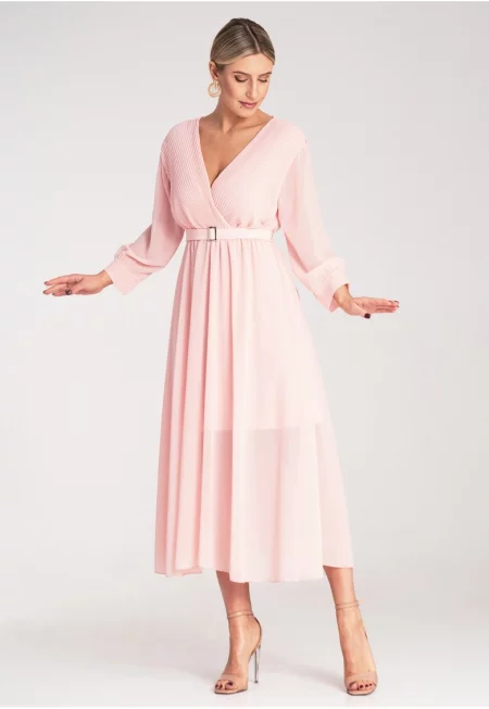 Рокля  Плисирана - Пролет - Полиестер - Розова - SM