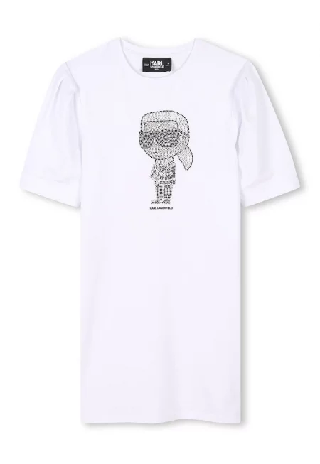 Рокля-тениска с овално деколте и декоративни камъни