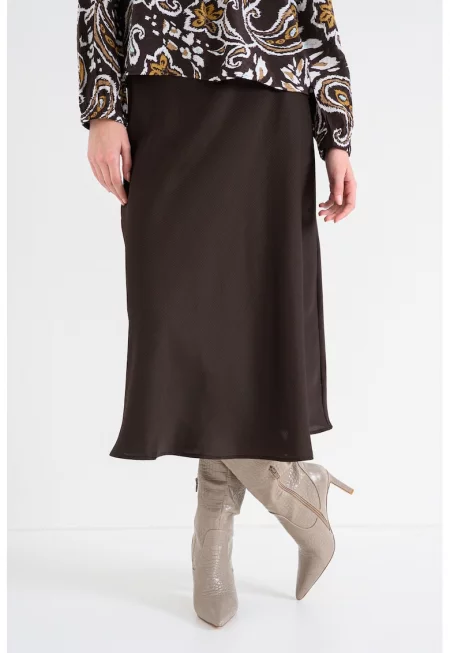 Сатинирана пола без шарка - Тъмнокафяв