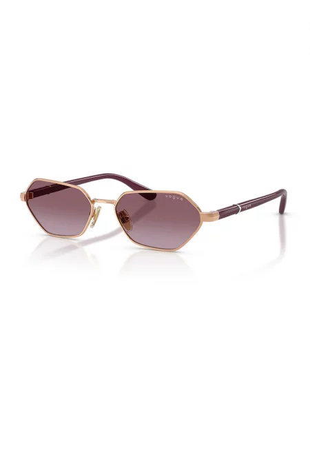 Шестоъгълни слънчеви очила с метална рамка - Бледовиолетов/Розово златисто