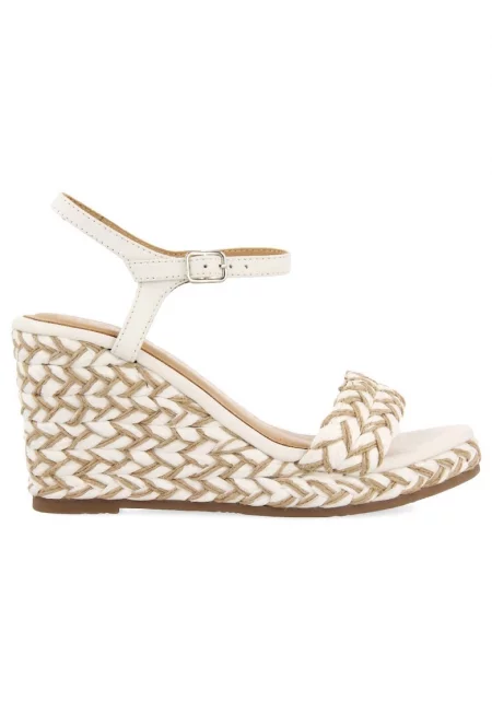 Скосени сандали Tigard от кожа и еко кожа - Бял