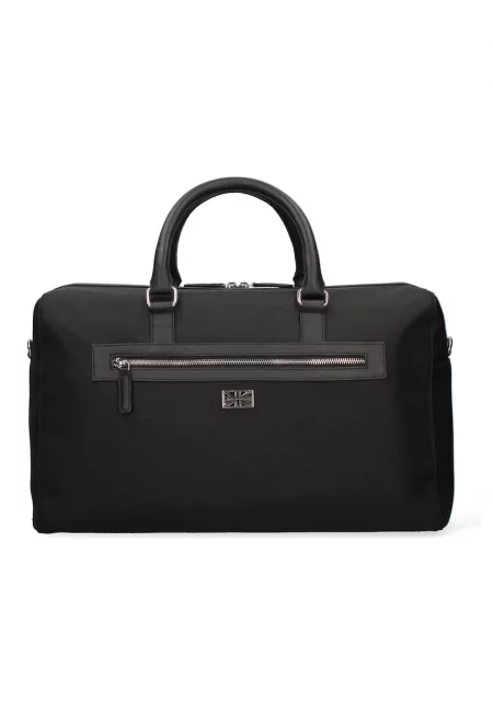 Спортен кожен сак с джоб с цип - Черен