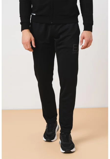 Спортен панталон с лого - Черен/Светлозелен