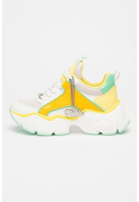 Спортни обувки Binary с дизайн с цветен блок - Бял/Оранжев/Пепеляво сиво