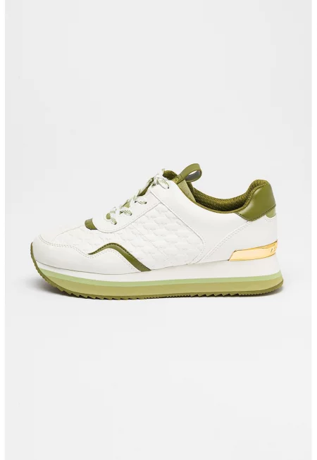 Спортни обувки Raina от еко кожа - Бял/Маслинено зелено