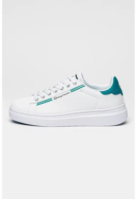 Спортни обувки Roma от еко кожа с лого - Бял/Аква зелено