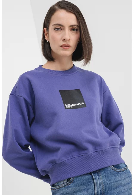 Суитшърт от органичен памук с лого - Виолетов