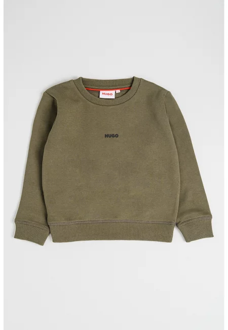 Суитшърт с овално деколте - Тъмнозелен