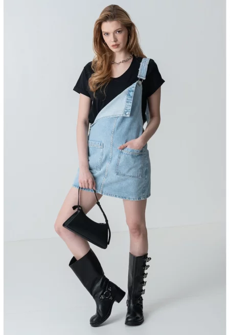 Сукман от деним - Светлосин меланж