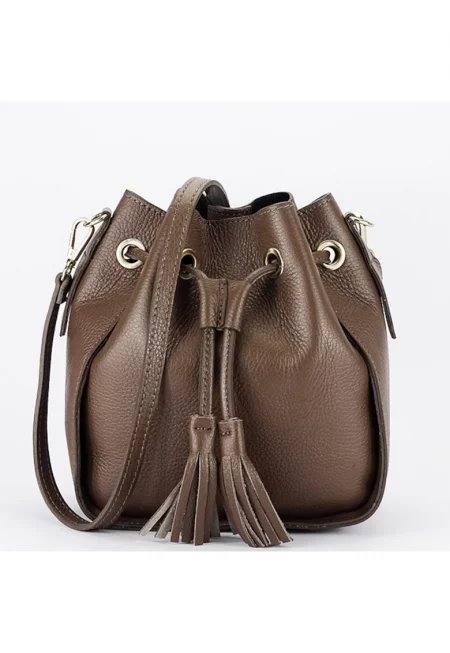 Тъмно сиво-кафява чанта от естествена кожа 1110 125 18119