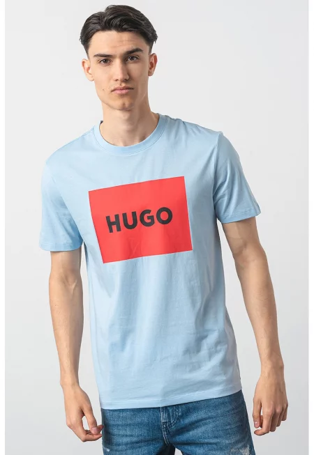 Тениска Dulive със стандартна кройка и лого - Пастелносин